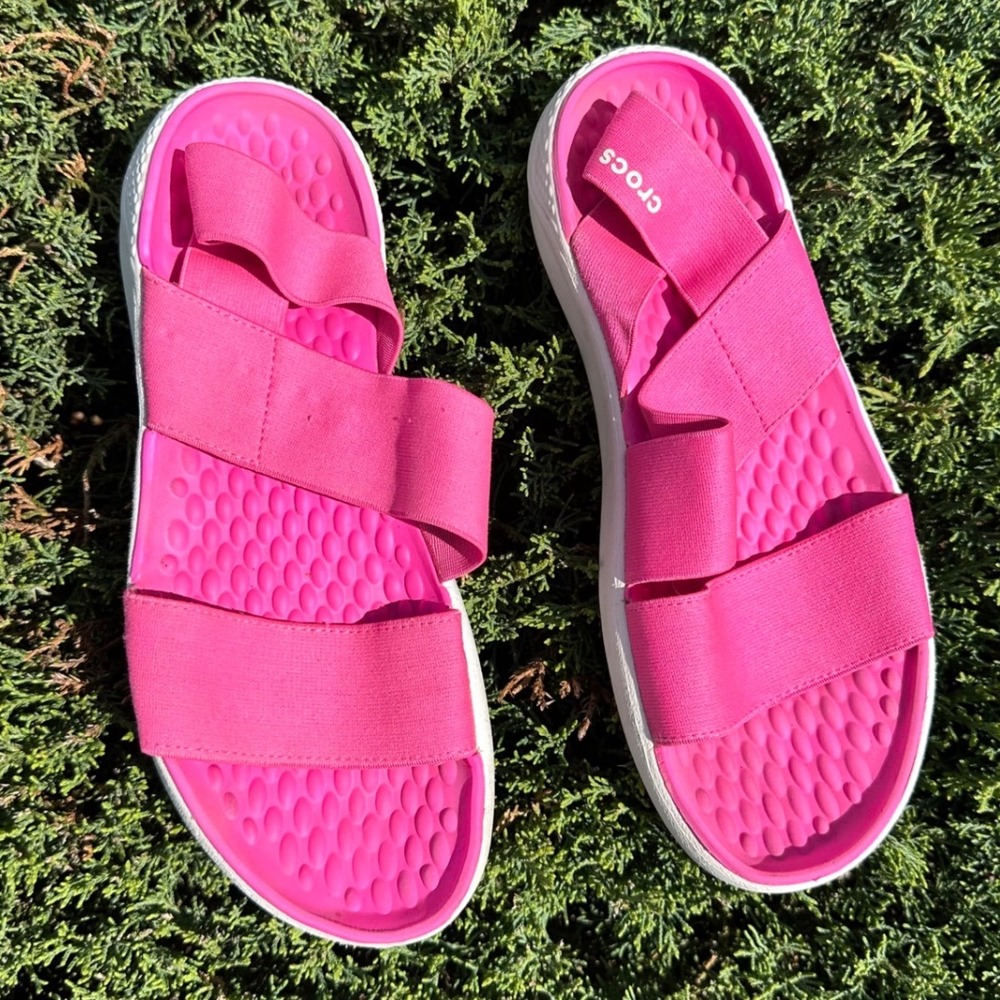 Crocs Women's LiteRide Stretch Sandals Size 7 Pink Shoes‎ - Picture 4 of 14